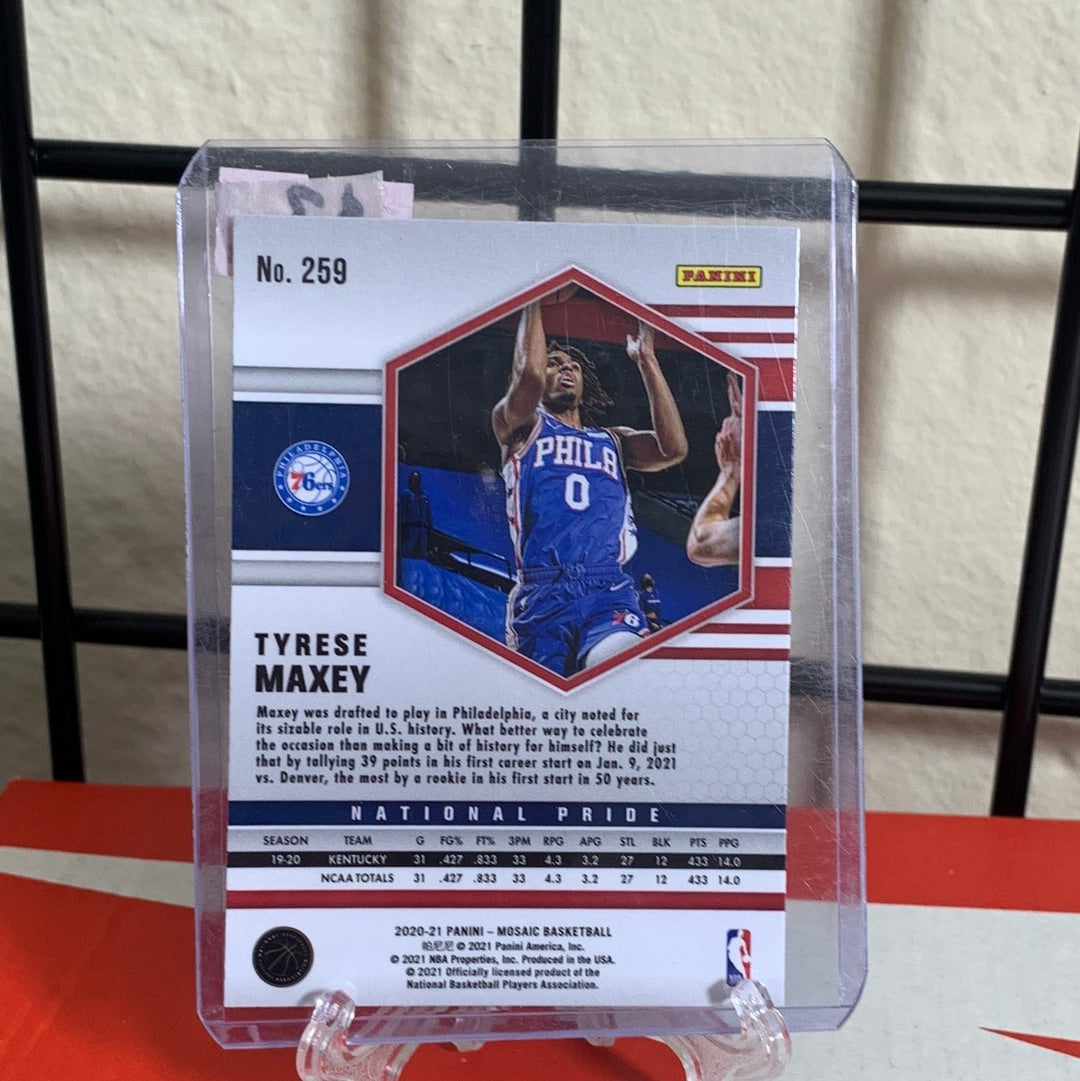 TYRESE MAXEY 2020-21 Panini MOSAIC National Pride RC #259 Philadelphia