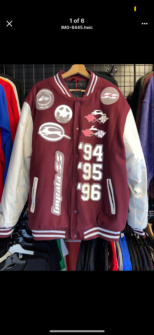 Impala University ‘94 ‘95 ‘96 Heavy Letterman Varsity Jacket Burgundy/White