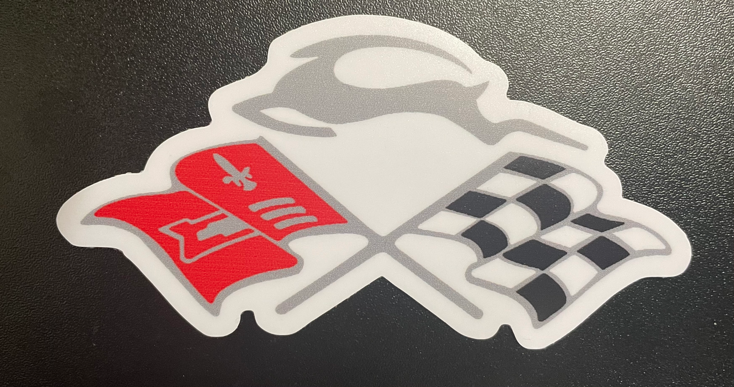 Crossed Flags & Leaping Deer Sticker