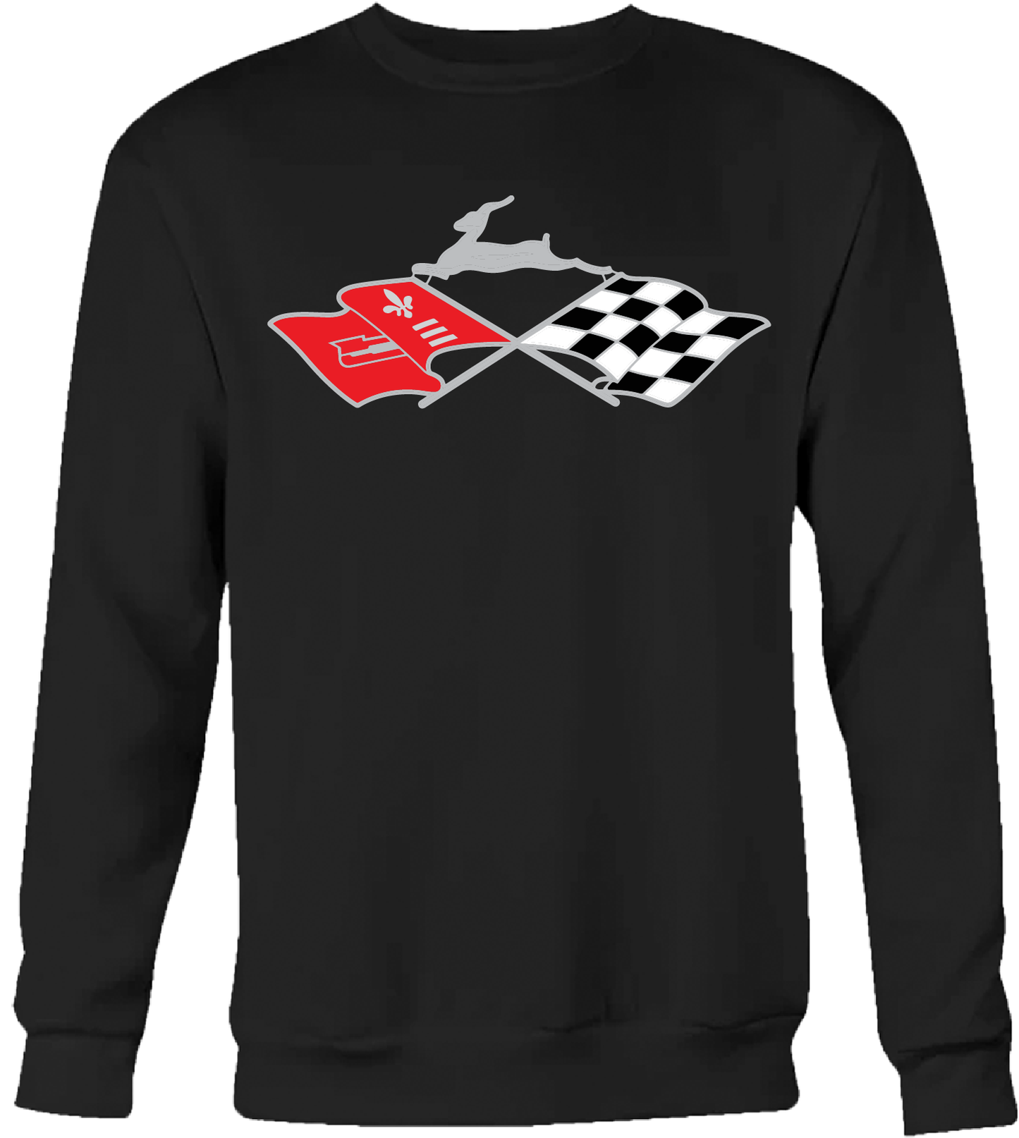 Reflective Cross Flags & Leaping Deer Emblem Crew Neck