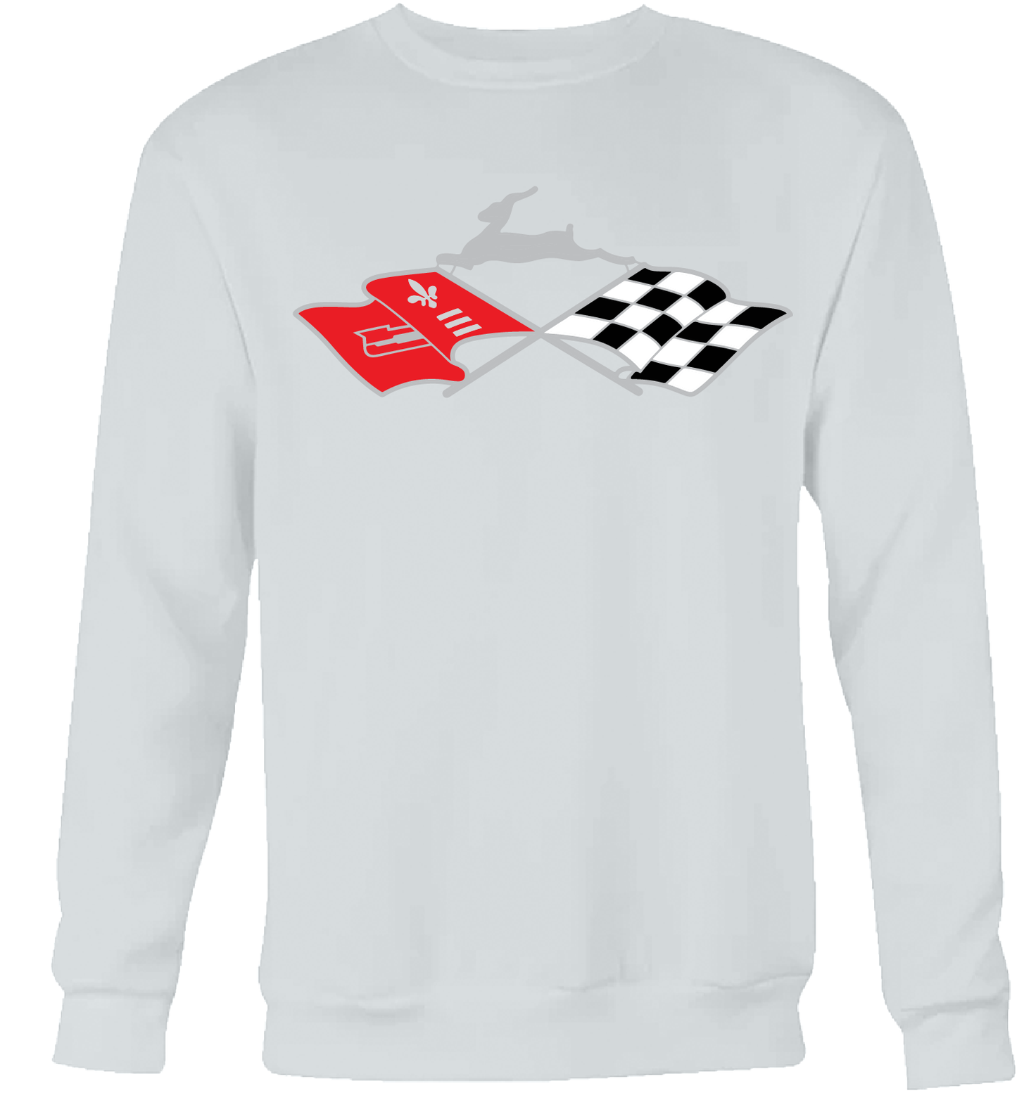 Reflective Cross Flags & Leaping Deer Emblem Crew Neck