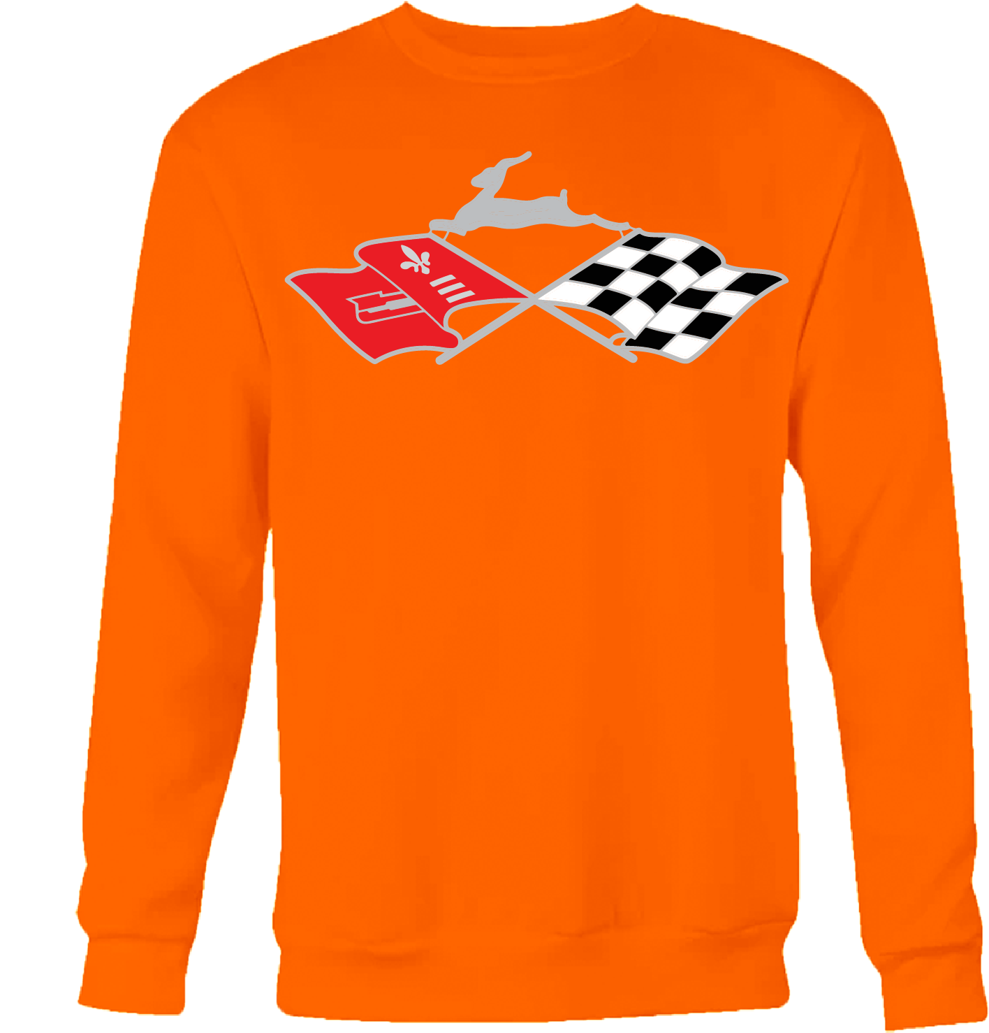 Reflective Cross Flags & Leaping Deer Emblem Crew Neck