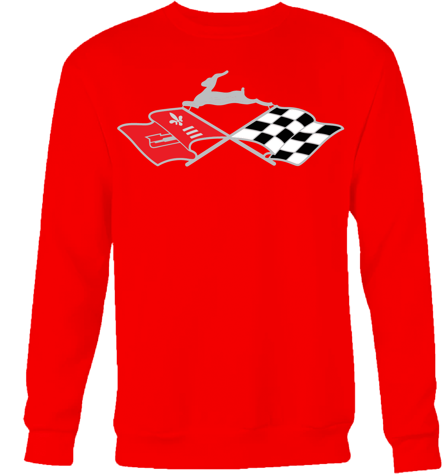 Reflective Cross Flags & Leaping Deer Emblem Crew Neck