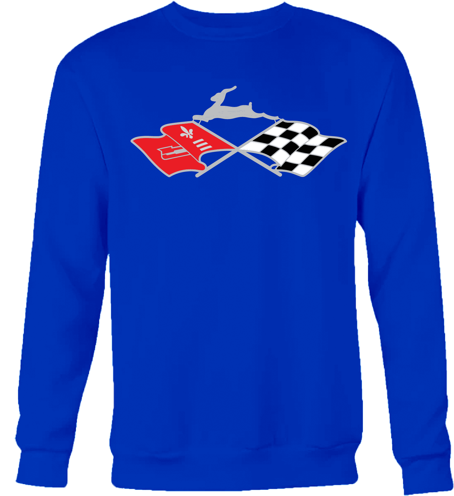Reflective Cross Flags & Leaping Deer Emblem Crew Neck