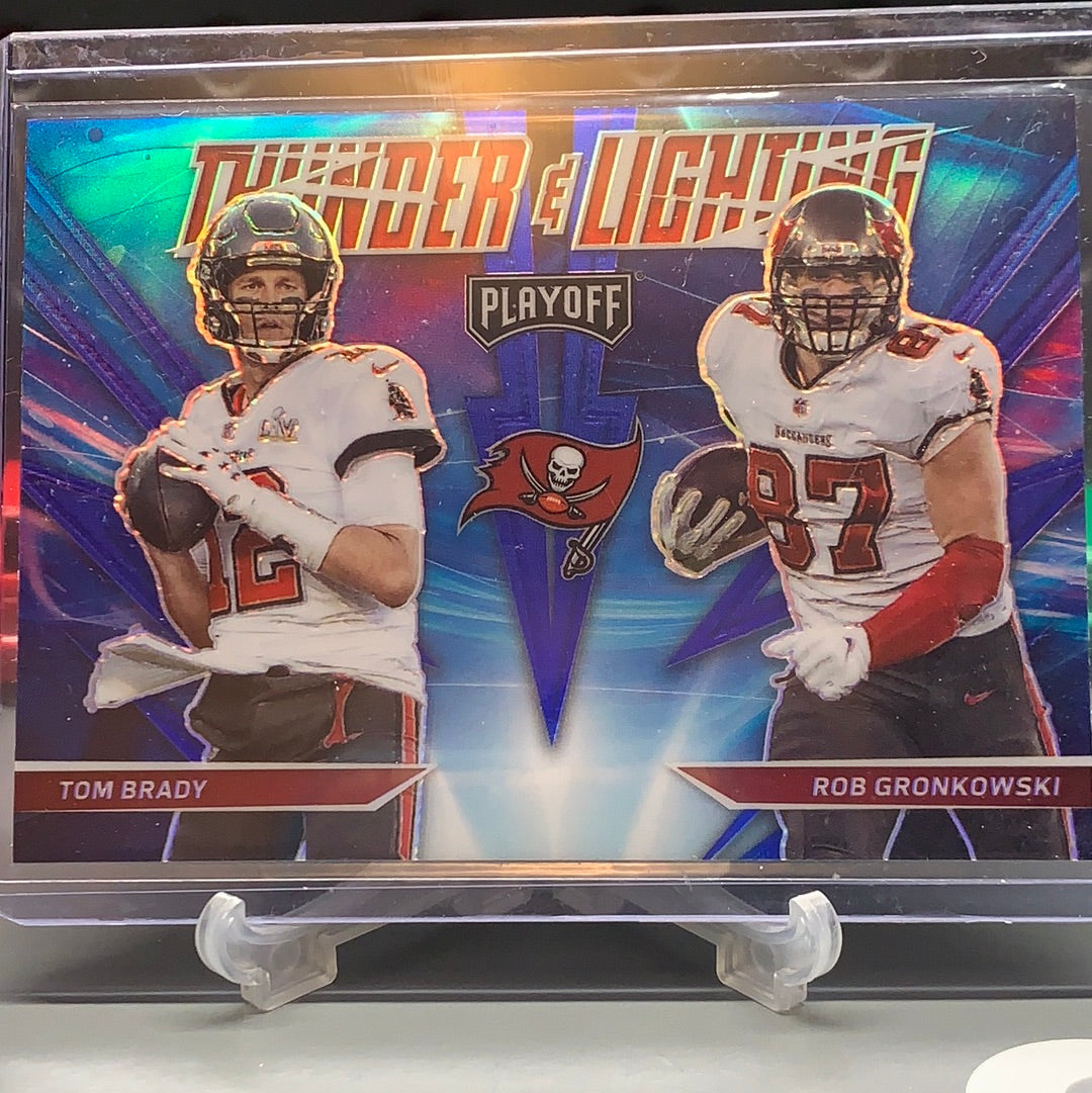 2021 Playoff Tom Brady Rob Gronkowski Thunder & Lightning Blue Prizm #TL-4 L883