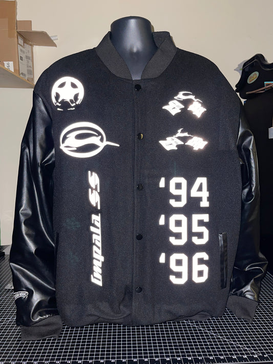 Impala University ‘94 ‘95 ‘96 Heavy Letterman Varsity Jacket Triple Black
