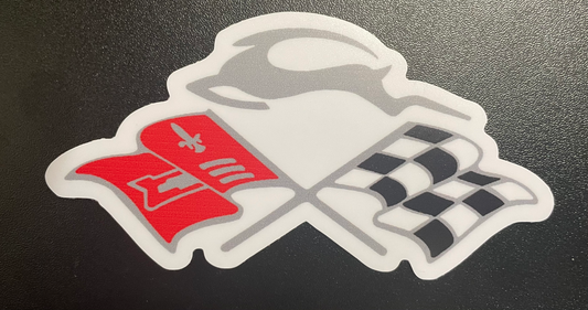 Crossed Flags & Leaping Deer Sticker