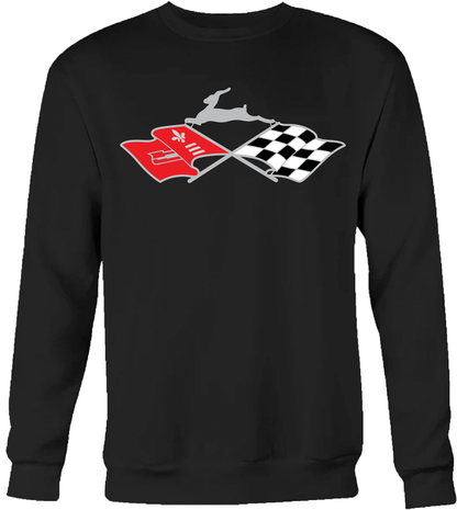 Reflective Cross Flags & Leaping Deer Emblem Crew Neck