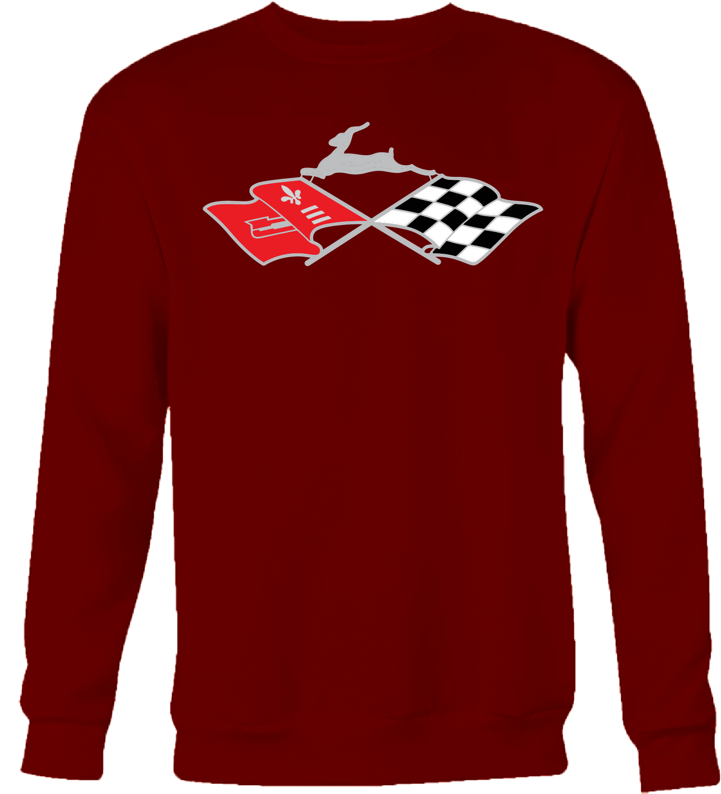 Reflective Cross Flags & Leaping Deer Emblem Crew Neck