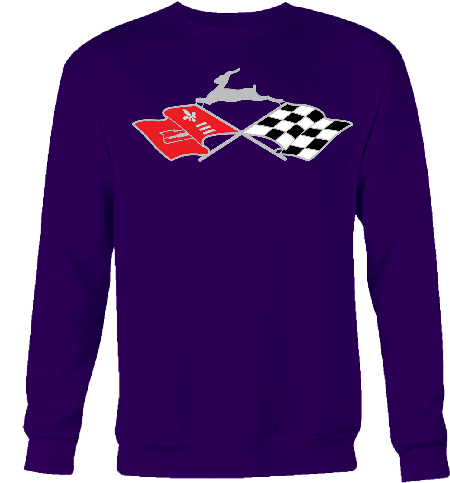 Reflective Cross Flags & Leaping Deer Emblem Crew Neck