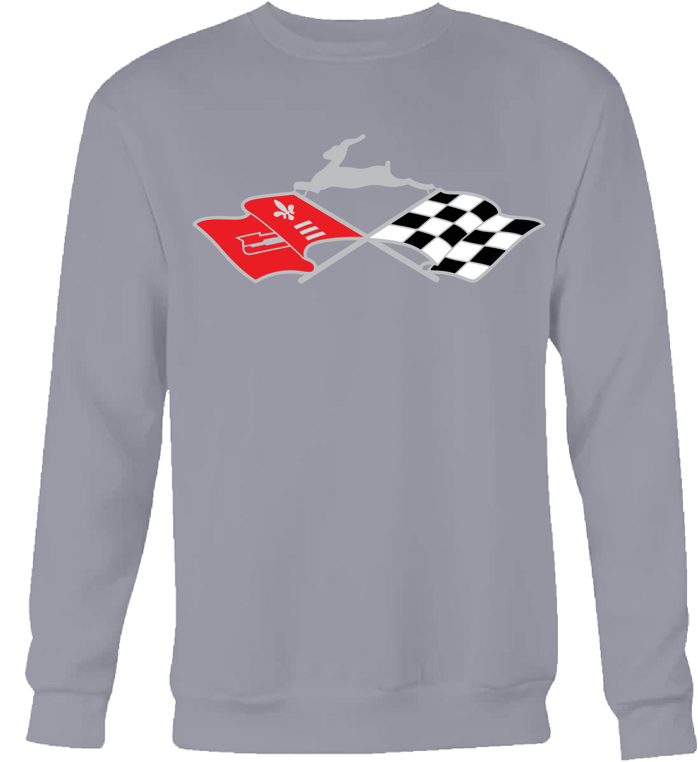 Reflective Cross Flags & Leaping Deer Emblem Crew Neck