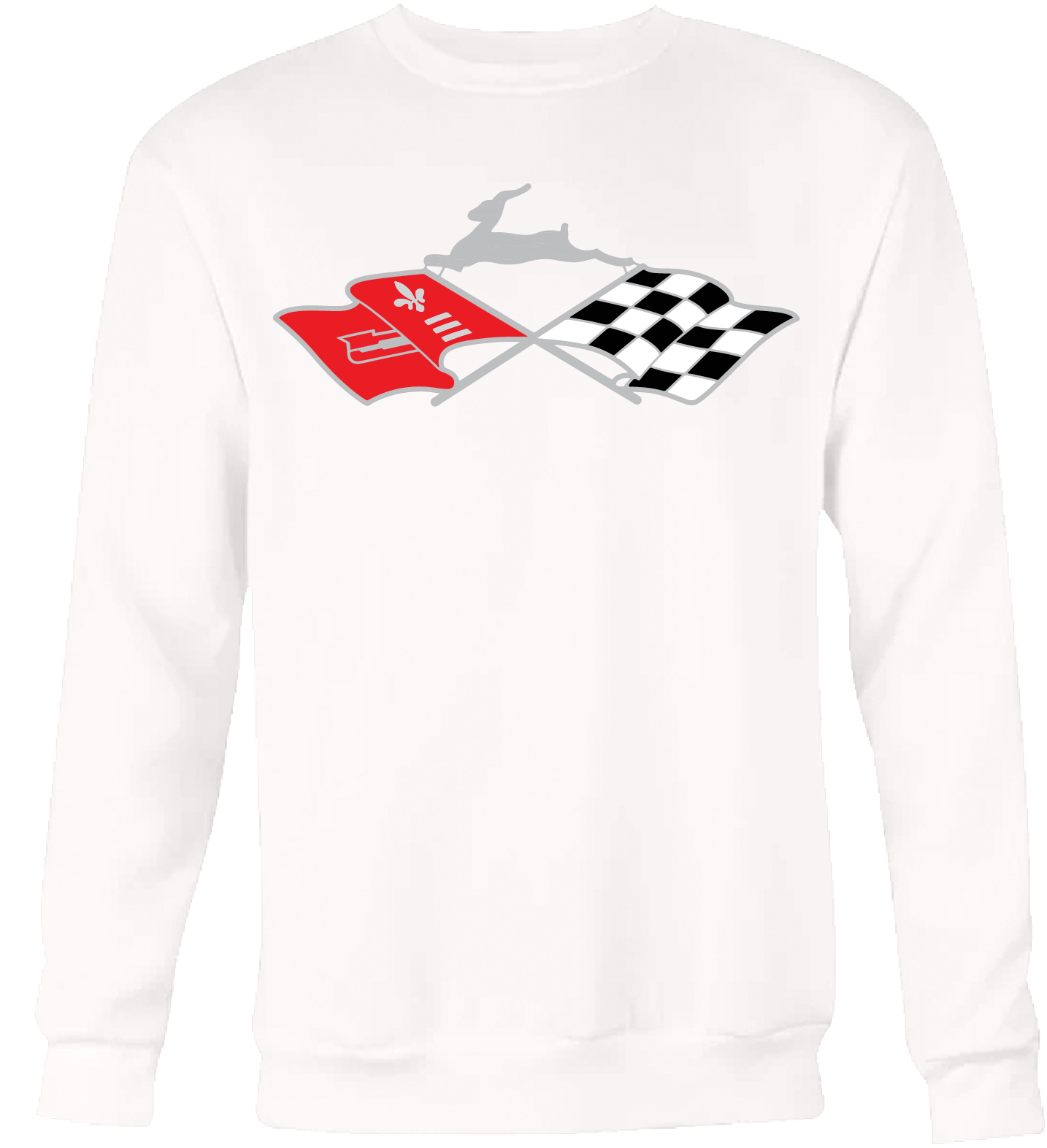 Reflective Cross Flags & Leaping Deer Emblem Crew Neck
