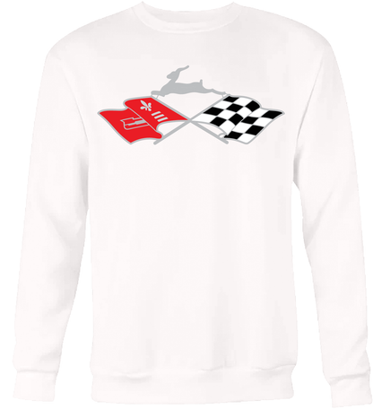 Reflective Cross Flags & Leaping Deer Emblem Crew Neck