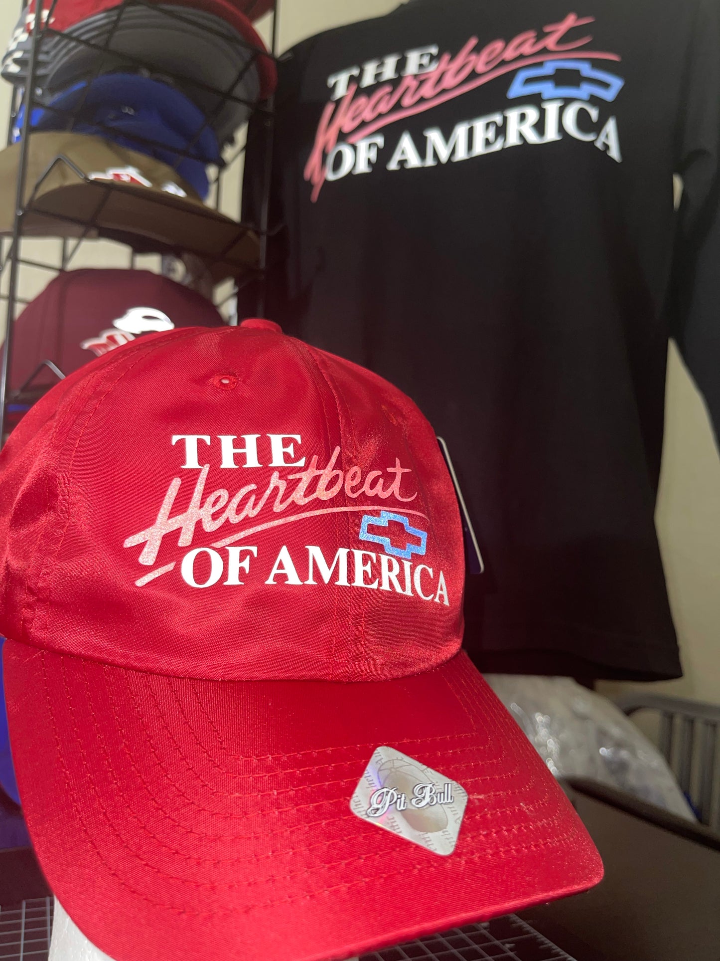 Red Reflective Heartbeat of America 🏁 5 Panel Racer Cap