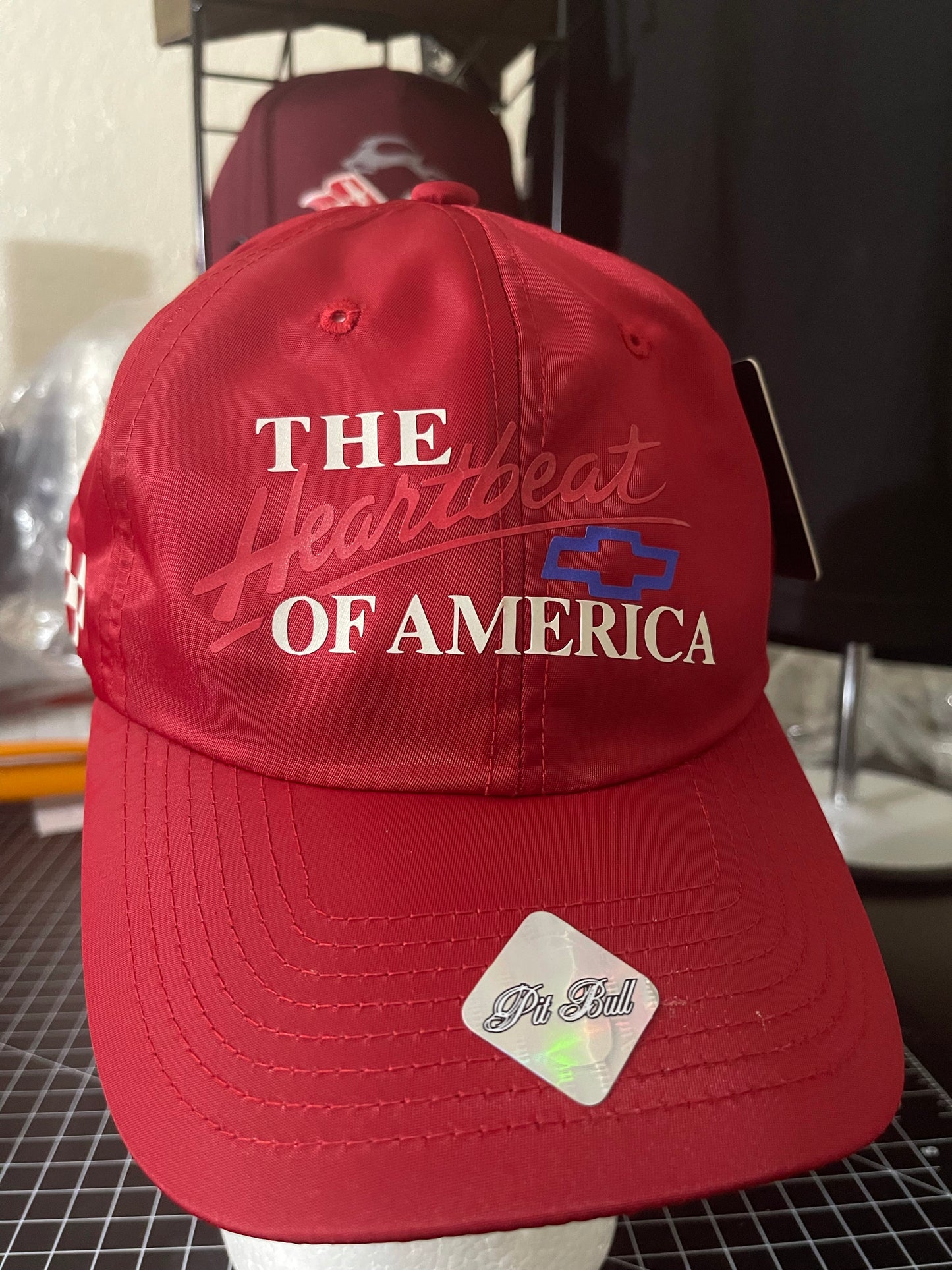 Red Reflective Heartbeat of America 🏁 5 Panel Racer Cap