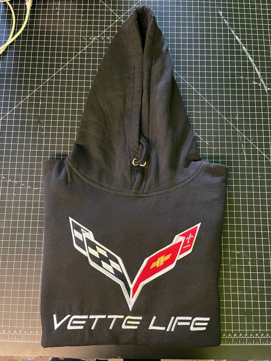 Embroidered C7 Vette Life Pullover Hoodie