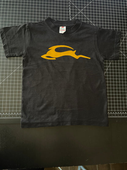 Kids yellow 3m reflective leaping deer logo tee