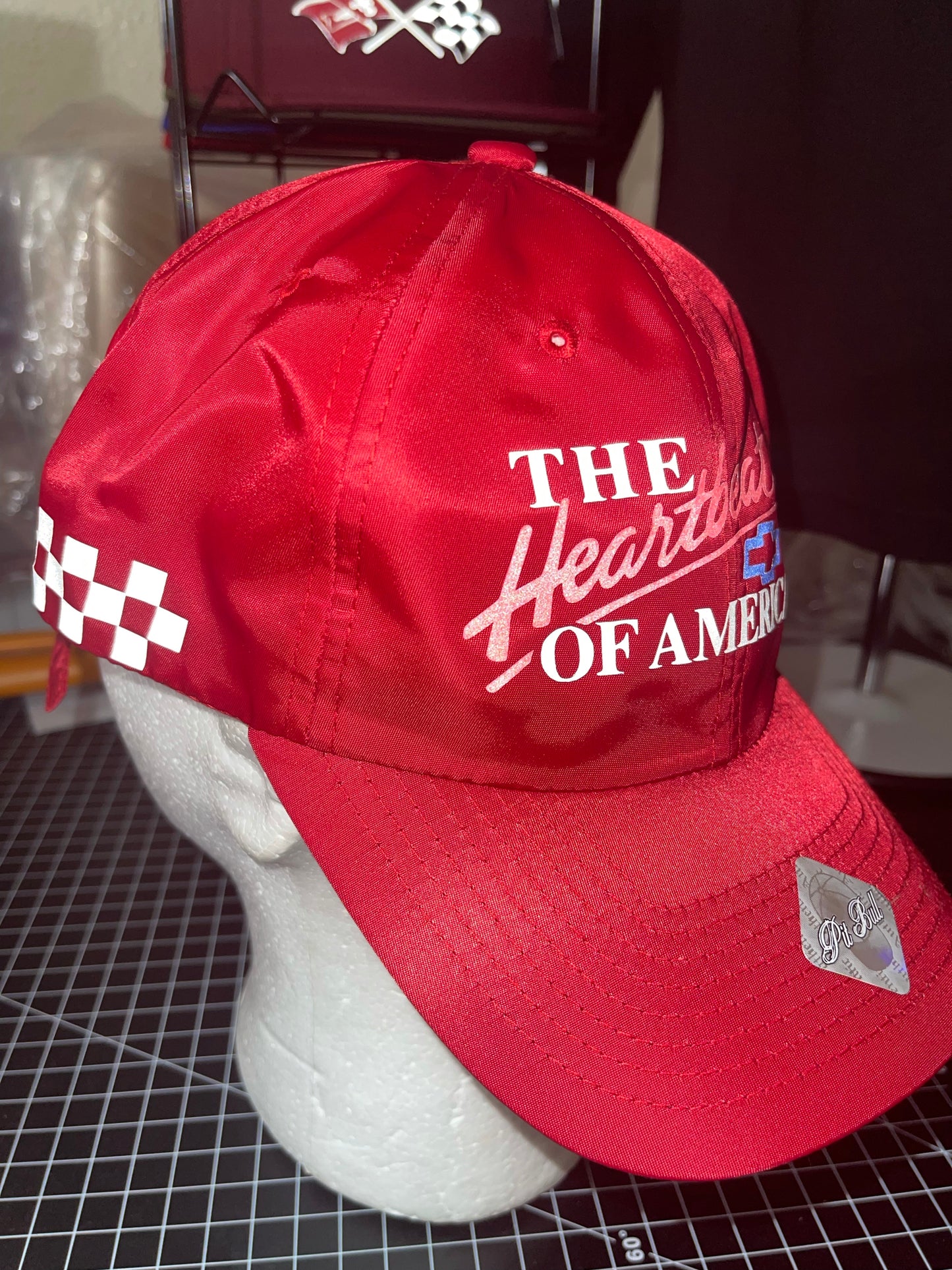 Red Reflective Heartbeat of America 🏁 5 Panel Racer Cap