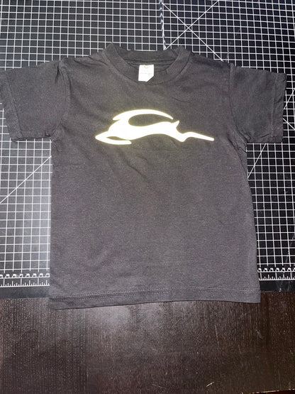 Kids yellow 3m reflective leaping deer logo tee