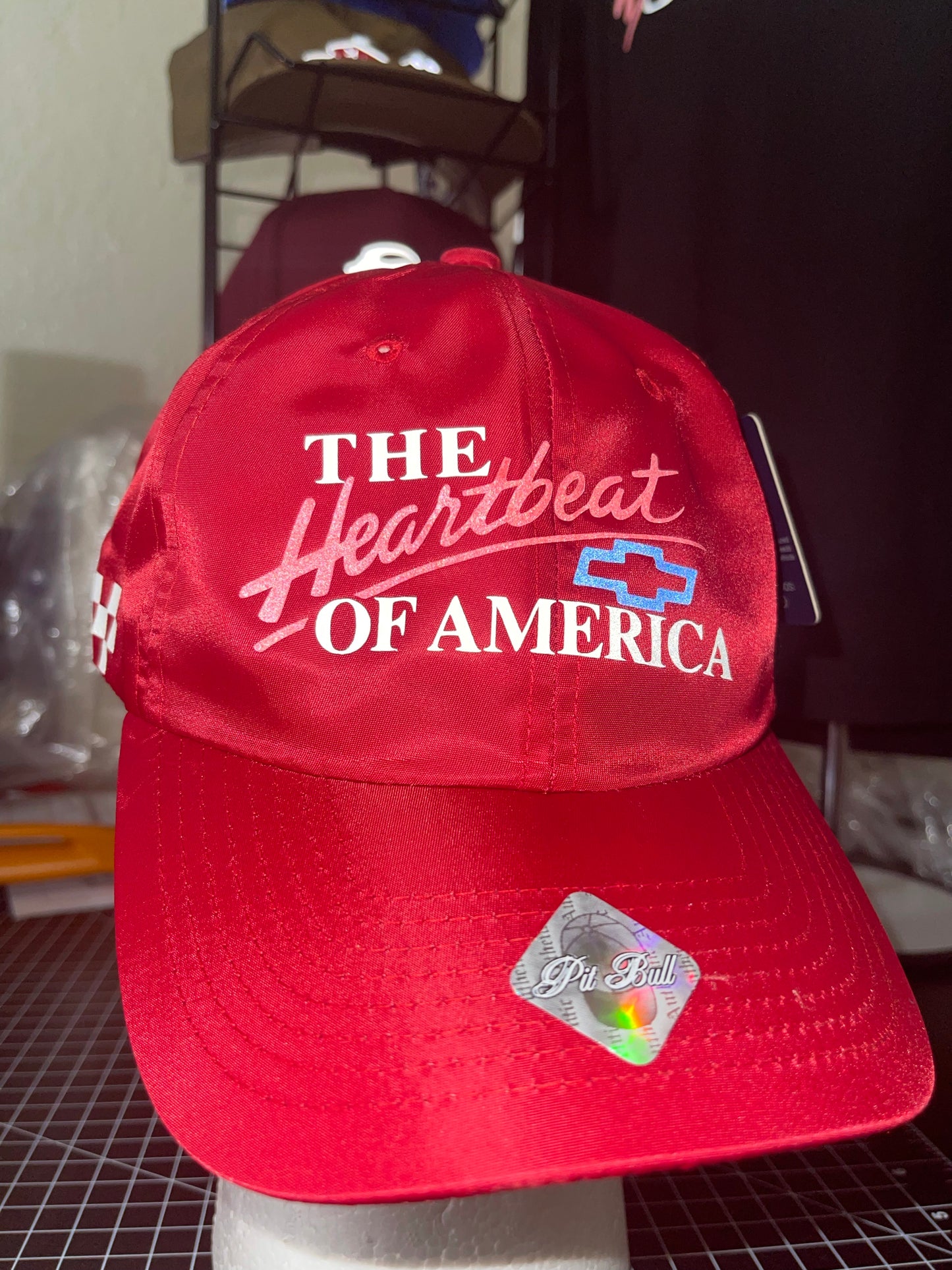 Red Reflective Heartbeat of America 🏁 5 Panel Racer Cap